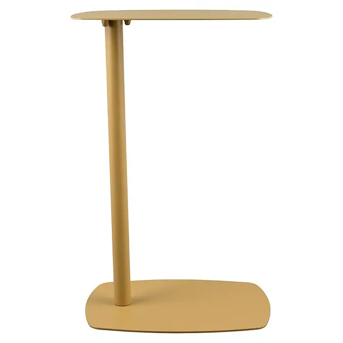 Beistelltisch Fero - L x B x H: 42 x 28 x 66 cm, Metall, Gelb - Ein beiger Beistelltisch mit einem runden Bein, einer Tischplatte und einem Boden, perfekt für kleine Räume oder als Nachttisch.