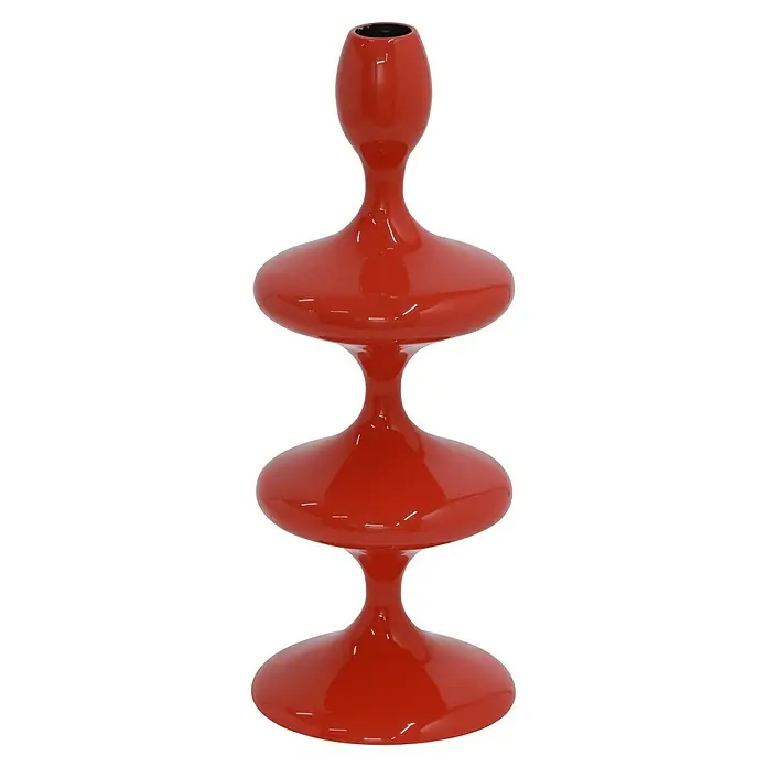 Kerzenhalter Laureen - Ø x H: 11 x 28 cm, Rot, Metall - Rote dreistöckige Keramik-Tischdekoration, glänzend. Einzigartiges Design für stilvolle Akzente in Ihrem Zuhause.
