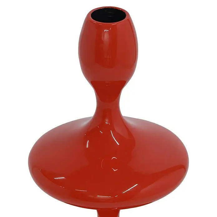 Kerzenhalter Laureen - Ø x H: 11 x 28 cm, Rot, Metall - Ein scharlachroter, glänzender Kerzenständer mit einer einzigartigen Formgebung, die Eleganz und Stil vereint.