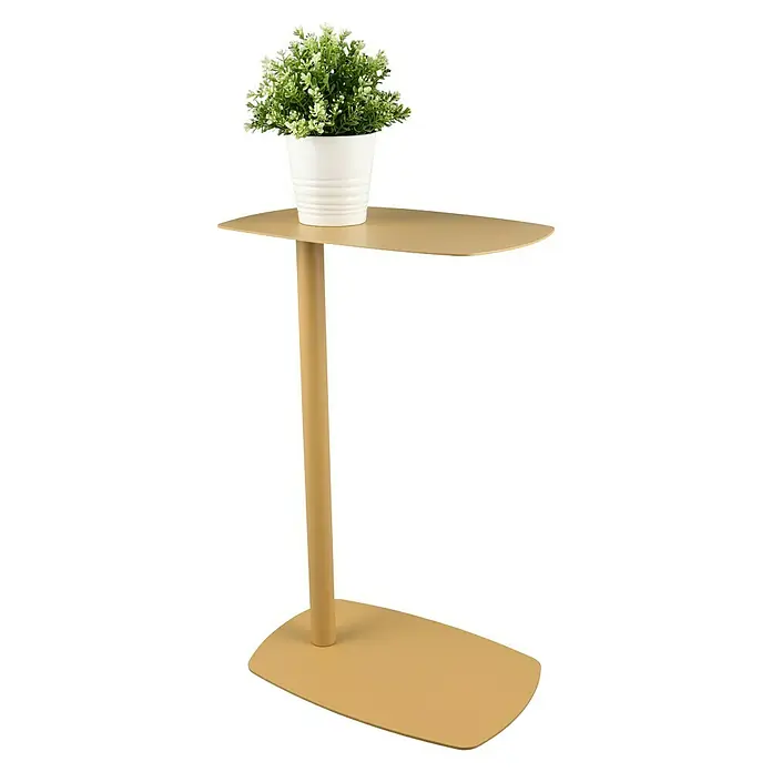 Beistelltisch Fero - L x B x H: 42 x 28 x 66 cm, Metall, Gelb - Der Beistelltisch in Senfgelb mit dem kleinen Pflanzentopf ist ein dekoratives Möbelstück für Wohnzimmer und Balkon.