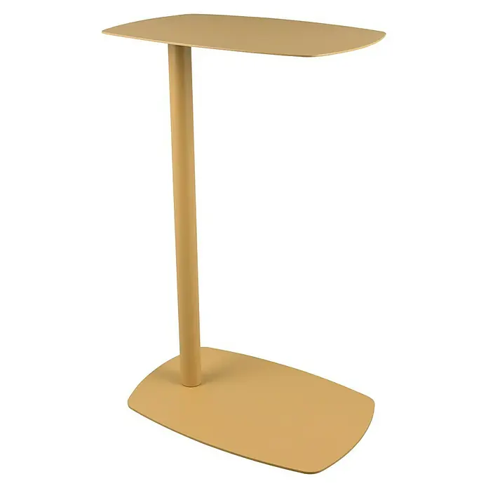 Beistelltisch Fero - L x B x H: 42 x 28 x 66 cm, Metall, Gelb - Beistelltisch in Senfgelb mit rundem Tischblatt und rechteckiger Basis. Modernes Möbelstück für Wohnräume.