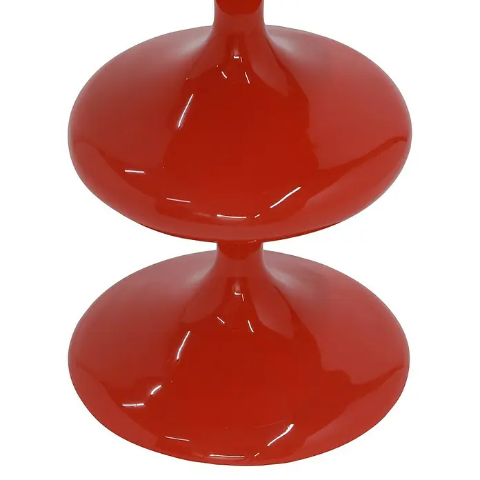 Kerzenhalter Laureen - Ø x H: 11 x 28 cm, Rot, Metall - Roter, glänzender Barhocker mit zwei runden Sitzen, verbunden durch eine schmale Säule. Das Design ist modern und auffällig.