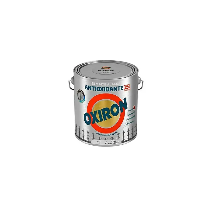 Oxiron Esmalte para metal Antioxidante Eco - Blanco, 2,5 l, Brillante - Bote de pintura Oxiron, al agua, antioxidante, 15% sin cromo, ideal para clima extremo, garantiza protección directa contra el óxido, brillante.