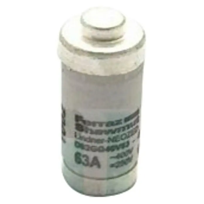 Rexel Fusible cerámico DO2 - 63 A, Gris claro - Un fusible cilíndrico de 63A Ferraz Shawmut, ideal para la protección contra sobrecorriente en sistemas eléctricos de hasta 400V.