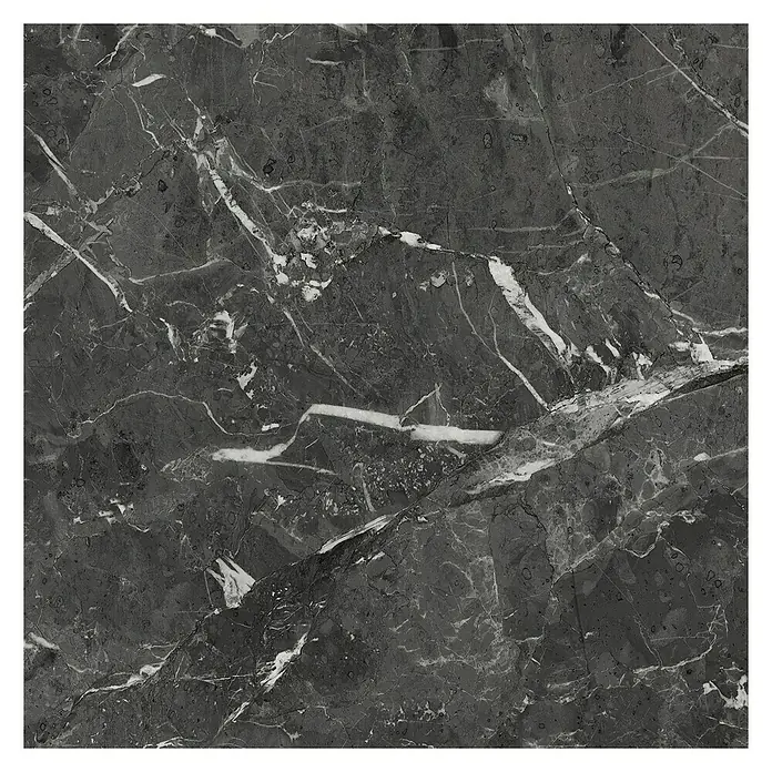 Resopal Premium Küchenarbeitsplatte nach Maß - Marmo Nero, Stärke: 3,8 cm, Breite: 90 cm - Elegante graue Marmorfliese mit weißen Adern. Perfekt für stilvolle Boden- und Wandgestaltungen.