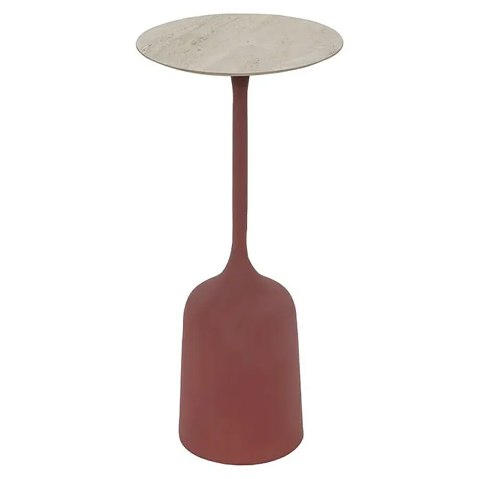 Beistelltisch Altan - Ø x H: 30 x 64 cm, Rot - Elegantes Beistelltischchen mit einer runden Tischplatte und einem schlanken, rosafarbenen Sockel. Ideal für moderne Wohnräume.