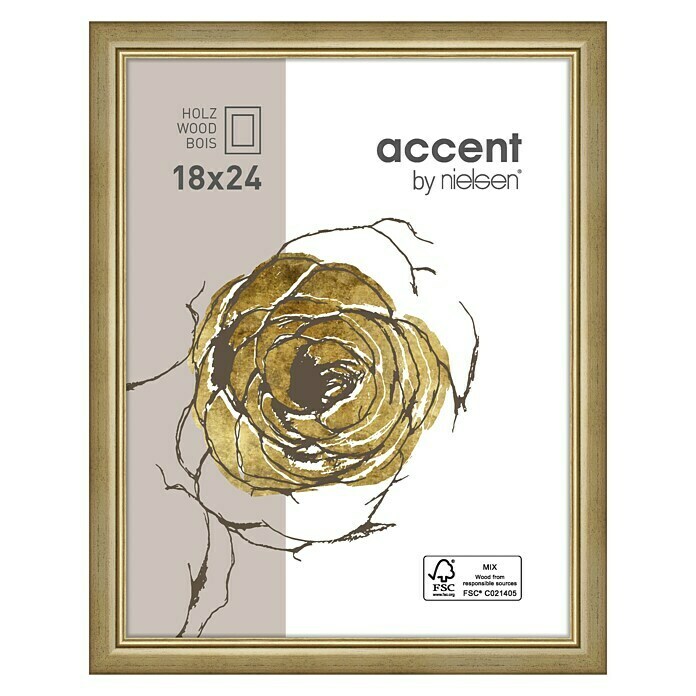 Nielsen Bilderrahmen Ascot (Gold, 18 x 24 cm, Holz)