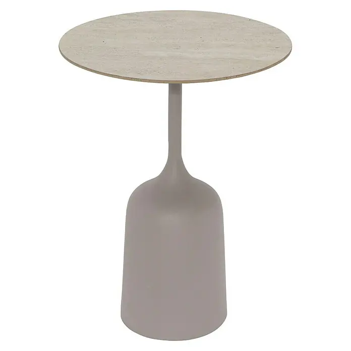 Beistelltisch Altan - Ø x H: 40 x 53 cm, Taupe - Ein eleganter Beistelltisch mit runder Tischplatte und einem stilvollen, grauen Sockel, der jedem Raum eine moderne Note verleiht.