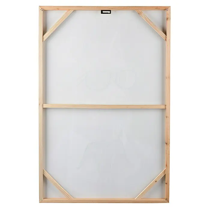 Bild - Bruce, B x H: 60 x 90 cm - Rückseite einer Leinwand mit Holzrahmen, zeigt die Konstruktion und Befestigung für die Wandmontage, ideal für Kunstateliers und Galerien.