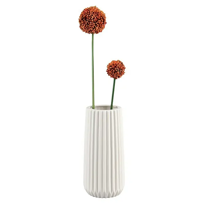 Vase Ruffle - Ø x H: 11 x 23,5 cm, Keramik, Weiß - Dekorative Kunstblumen in einer stilvollen weißen Vase. Perfekt als Tischdekoration.