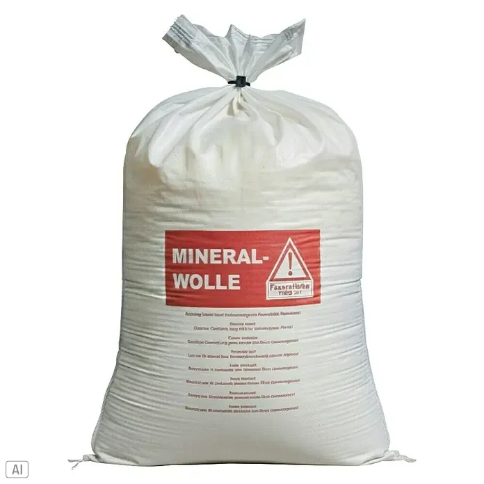 Gewebesack Mineralwolle-Entsorgungssack - 140 x 220 cm, Volumen: 1 m³ - Sack Mineralwolle, ein Dämmstoffprodukt. Gut geeignet für die Wärme- und Schalldämmung von Gebäuden, vielseitig einsetzbar.
