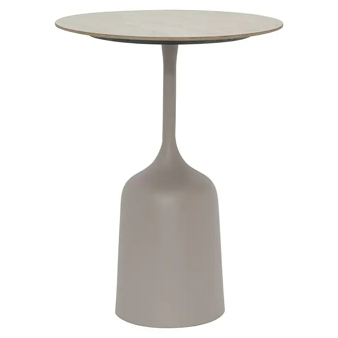 Beistelltisch Altan - Ø x H: 40 x 53 cm, Taupe - Beistelltisch mit runder Platte und trompetenförmigem Sockel in sanftem Grauton, ideal für moderne Wohnräume.