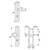 Abus Schutzbeschlag HLZS814 (Hauseingangstür, Edelstahl, Türstärke: 52 - 72 mm, Drücker beidseitig, Form Schild: Abgerundet)