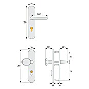 Abus Schutzbeschlag HLZS814 (Hauseingangstür, Weiß, Türstärke: 52 - 72 mm, Drücker beidseitig, Form Schild: Abgerundet)