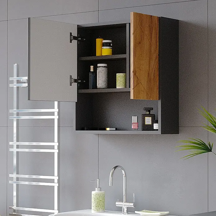 Vicco Spiegelschrank Irma Goldkraft Eiche/Anthrazit - Sonstiges, Goldkraft Eiche/Anthrazit