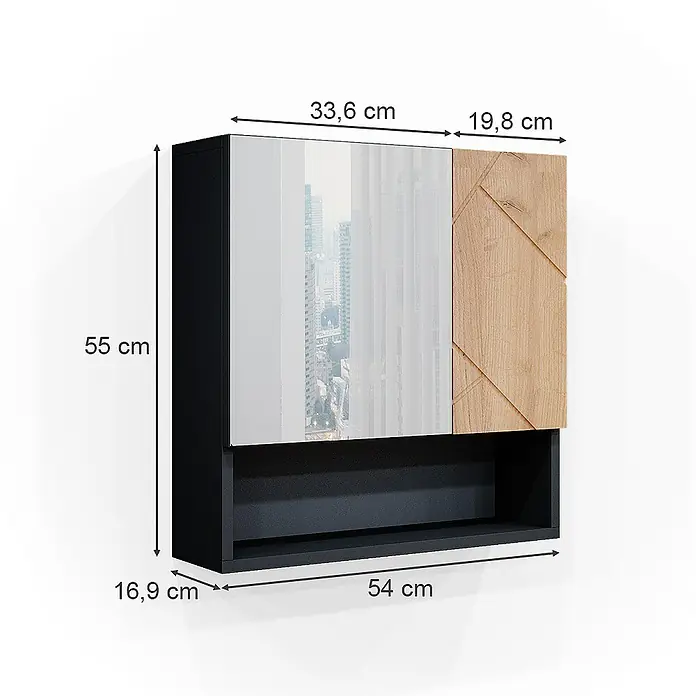 Vicco Spiegelschrank Irma Goldkraft Eiche/Anthrazit - Sonstiges, Goldkraft Eiche/Anthrazit