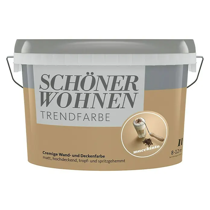 SCHÖNER WOHNEN-Farbe Wandfarbe Trendfarbe - Macchiato, Matt, 1 l, Konservierungsmittelfrei - Eimer Schönner Wohnen Trendfarbe "Macchiato", eine cremige, matte Wand- und Deckenfarbe für ein schönes Zuhause.