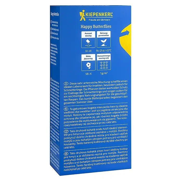Kiepenkerl Wildblumensamen Happy Butterflies - 500 g, 100 m² - Happy Butterflies flower seed mix by Kiepenkerl, ideal for insects and butterflies, sowing from IV-VI, flowering VII-X.