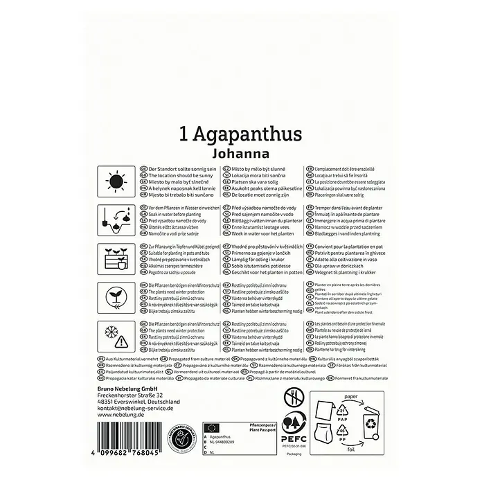 Kiepenkerl Blumensamenmischung - Agapanthus africanus Johanna, Blau - Produktinformationen zu Agapanthus Johanna: Standort, Bewässerung, Pflanzung, Winterschutz und Vermehrung des Kulturmaterials.