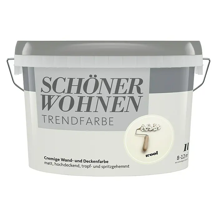 SCHÖNER WOHNEN-Farbe Wandfarbe Trendfarbe - Wool, Matt, 1 l, Konservierungsmittelfrei - Farbdose "Schöner Wohnen Trendfarbe" in der Farbe "Wool", geeignet für Wände und Decken, matt, hochdeckend und spritzgehemmt.