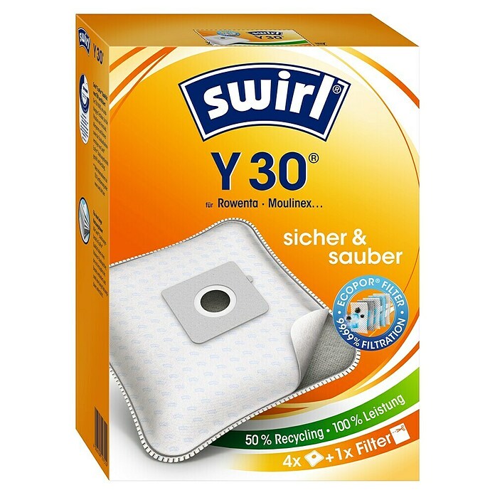 Swirl Vreča za sesalec Y 30 EcoPor  (4 kos, Ustrezno za: LG Electronics sesalnik, Rowenta sesalnik, Clatronic sesalnik) | 7172 - Staubsaugerbeutel | HHDA - Abfall | HHD - Abfall | HH - Reinigung | H - Innendeko/Farben | BAUHAUS