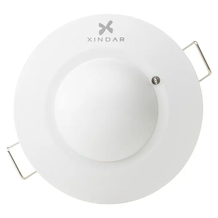 Xindar Sensor de movimiento HF FUKASHY-IN - Alcance sensor: 8 m, Blanco, Ángulo de detección sensor: 360 °, L x An x Al: 75 x 76 x 76 mm - Foco LED empotrable blanco XINDAR con forma redonda y clips de montaje plateados para una iluminación elegante.