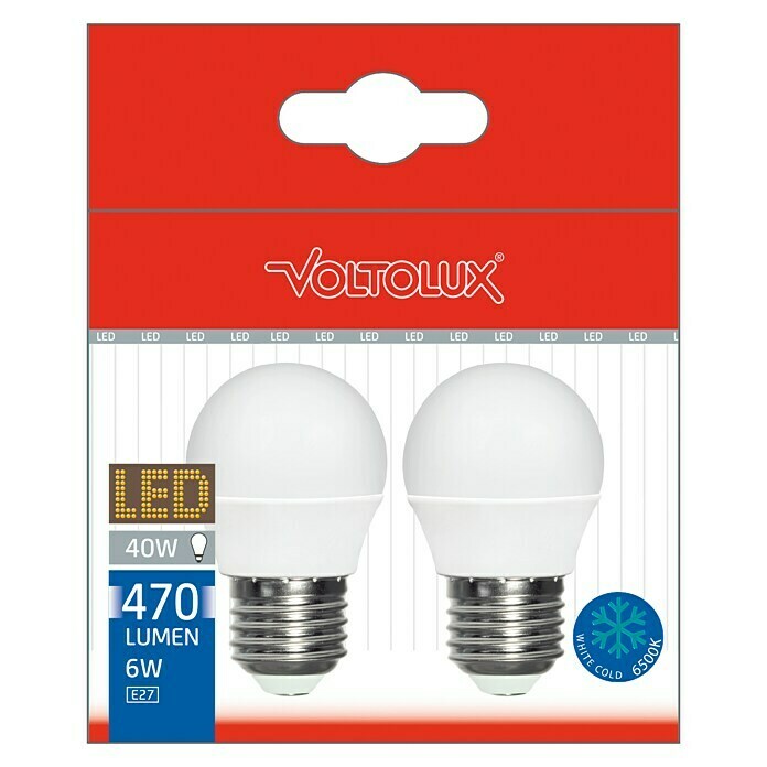 Voltolux Bombilla LED (2 uds., E27, 6 W, Color de luz: Blanco frío, No regulable)