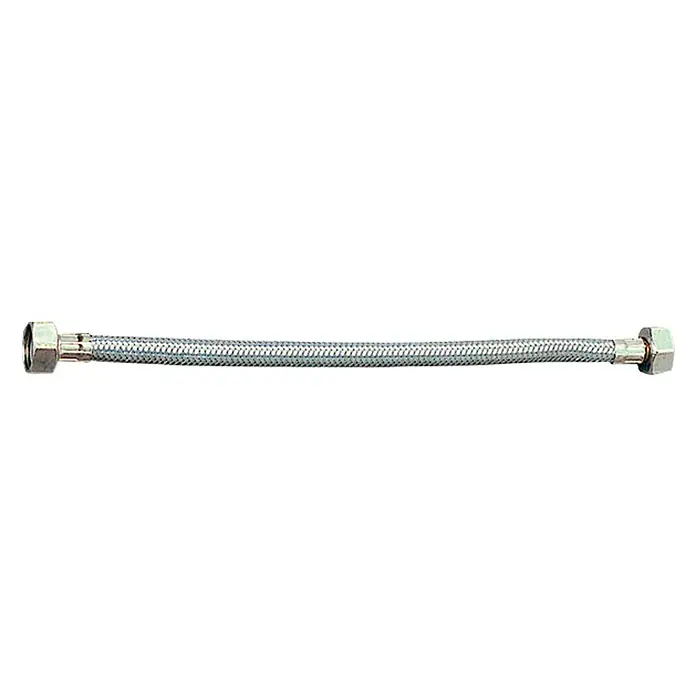 Flexo de conexión - ½″/½″, Largo: 15 cm, Hembra - Hembra - Manguera sanitaria trenzada con dos conectores roscados. Ideal para instalaciones sanitarias, robusta y flexible.