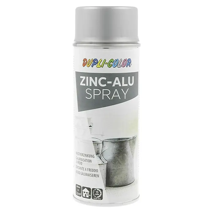 Dupli-Color Basic Zinkspray Zinc-Alu Spray - Silber Metallic, Seidenmatt, 400 ml - Dose Dupli-Color Zink-Alu Spray für die Kaltverzinkung und den Schutz von Metalloberflächen, ideal für Ausbesserungen und Reparaturen.