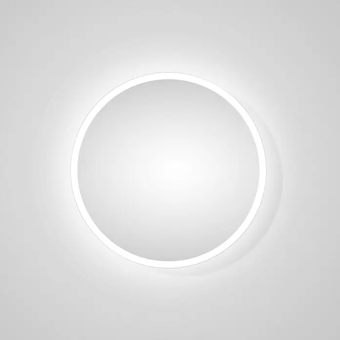DSK Lichtspiegel Silver Space - Durchmesser: 60 cm, Leuchtmittel - Runde LED-Wandleuchte mit einem schlanken, modernen Design, die ein sanftes, gleichmäßiges Licht für eine angenehme Atmosphäre bietet.