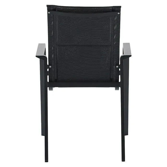 Sunfun Anna Sillón de jardín Anna - 56,5 x 67 x 91,5 cm, Antracita, Acero/Textiline - Una silla negra con reposabrazos y respaldo de malla, perfecta para uso exterior, robusta y resistente a la intemperie. Elegante y funcional.