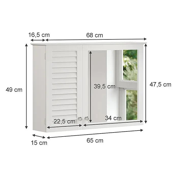 Vicco Spiegelschrank Riad Weiß mit 2 Türen - Sonstiges, Weiß