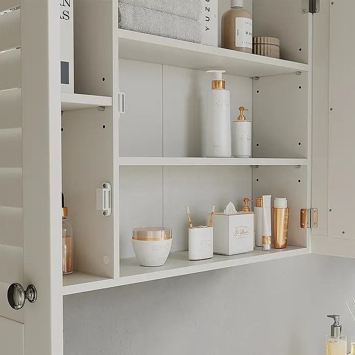 Vicco Spiegelschrank Riad Weiß mit 2 Türen - Sonstiges, Weiß
