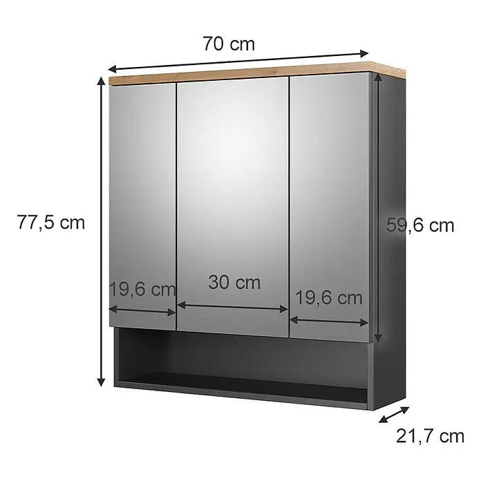 Vicco Spiegelschrank Eden Anthrazit - Sonstiges, Anthrazit