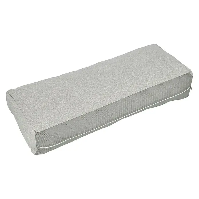 Sunfun Hannah Rückenkissen - 93 x 24,5 cm, Passend für: Sunfun Hannah Eckelement - Nahaufnahme eines länglichen, grauen Kissens mit atmungsaktiven Seiten, ideal für Komfort und Unterstützung.