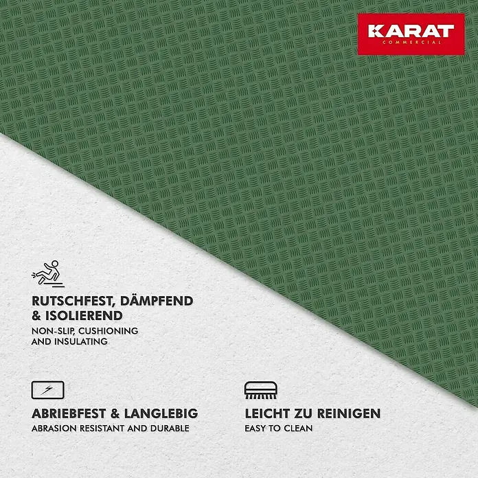 Floordirekt Läufer Diamond Cut - 120 x 400 cm, Grün - Die grüne Karat-Bodenmatte ist rutschfest, dämpfend, isolierend, abriebfest, langlebig und leicht zu reinigen.