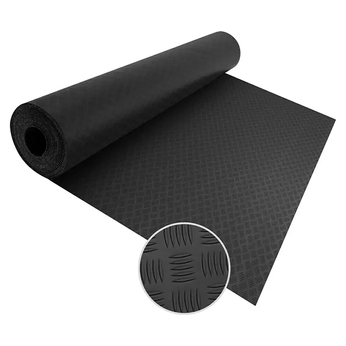 Floordirekt Läufer Diamond Cut - 120 x 250 cm, Schwarz - Rollenware aus schwarzem Diamantplatten-Bodenbelag für verschiedene Anwendungen, robust und rutschfest.