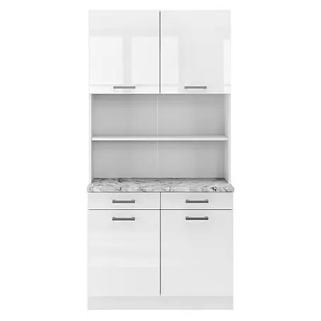 Vicco  Küchenleerblock R-Line Weiß Hochglanz, AP Marmor