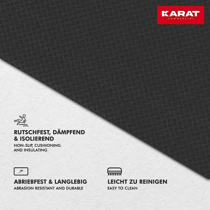 Floordirekt Läufer Diamond Cut - 120 x 250 cm, Schwarz - Bild einer strapazierfähigen, rutschfesten und leicht zu reinigenden Bodenmatte der Marke Karat Commercial.