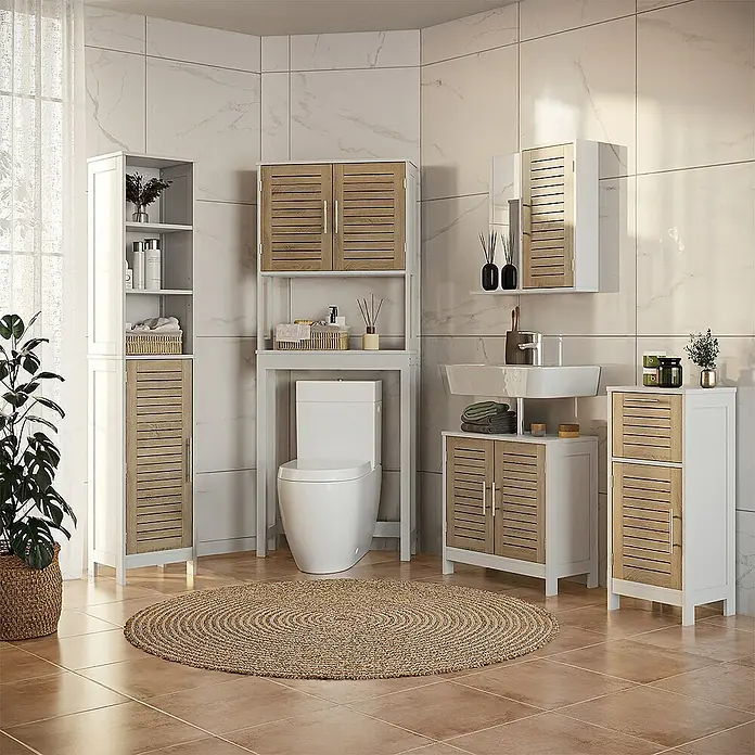 Vicco Spiegelschrank Looma Weiß/Eiche mit 3 Fächern - Sonstiges, Weiß/Eiche