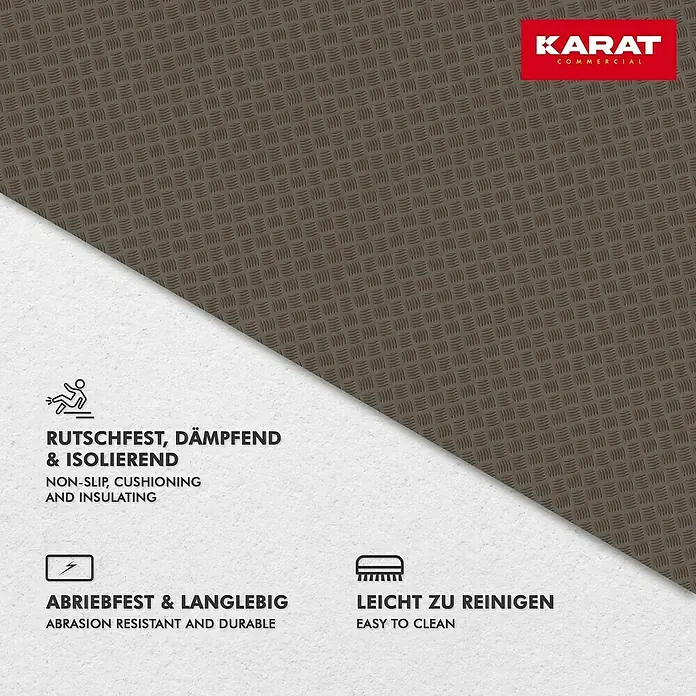 Floordirekt Läufer Diamond Cut - 120 x 400 cm, Braun - Bild einer braunen KARAT-Gewerbematte mit rutschfesten, dämpfenden und isolierenden Eigenschaften, abriebfest, langlebig und leicht zu reinigen.