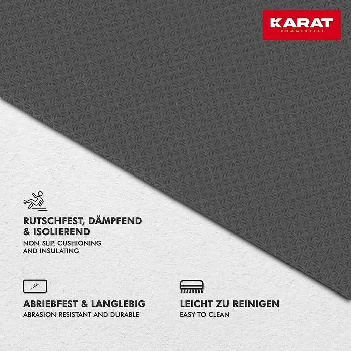 Floordirekt Läufer Diamond Cut - 120 x 250 cm, Dunkelgrau - Bild eines robusten, rutschfesten und leicht zu reinigenden Bodenbelags von Karat Commercial.