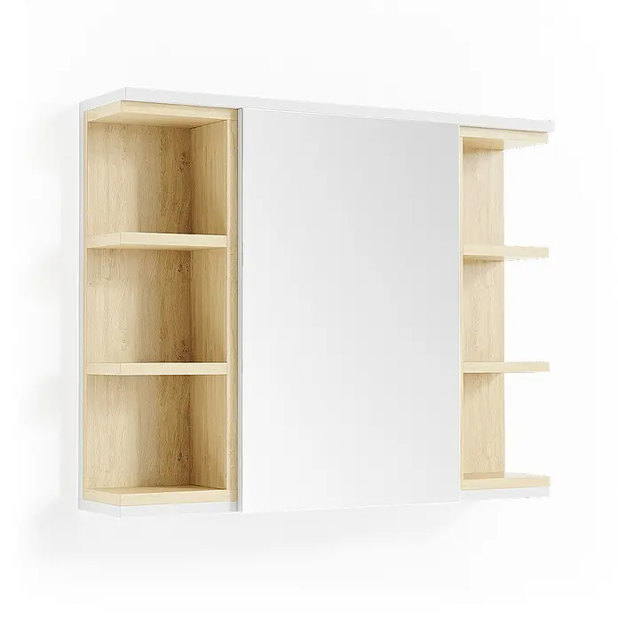 Vicco Spiegelschrank Aquis Weiß - B x H: 79,6 x 64 cm, Stahl, Weiß