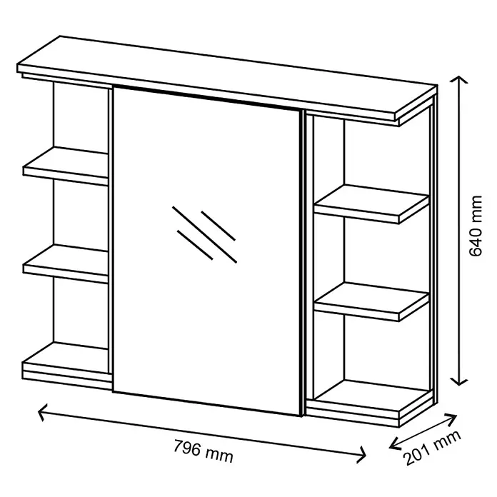 Vicco Spiegelschrank Aquis Weiß - B x H: 79,6 x 64 cm, Stahl, Weiß