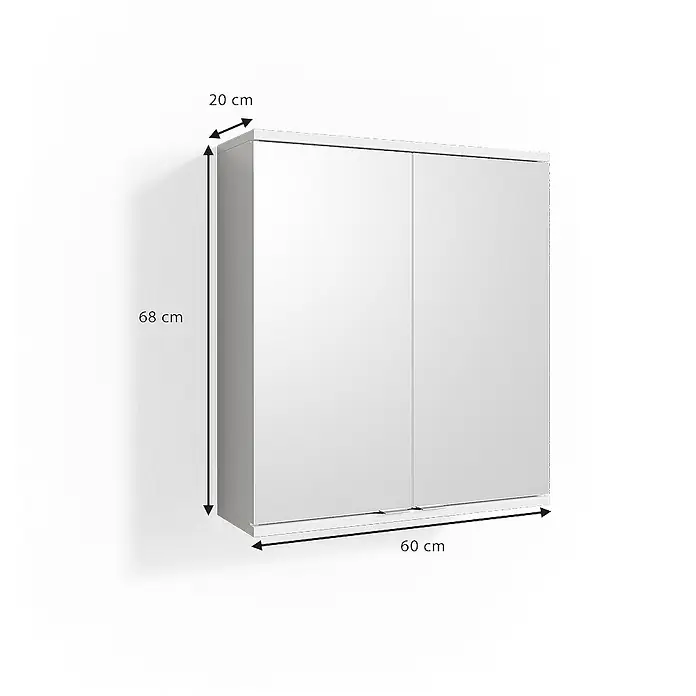 Vicco Spiegelschrank Roy Weiß - B x H: 60 x 68 cm, Stahl, Weiß