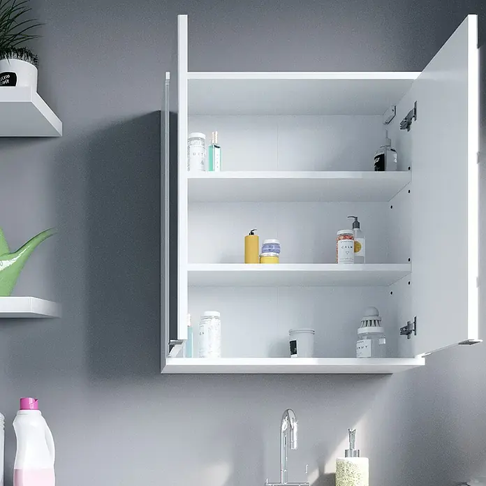 Vicco Spiegelschrank Roy Weiß - B x H: 60 x 68 cm, Stahl, Weiß