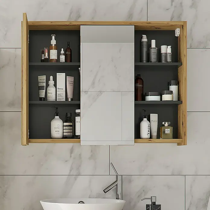 Vicco Spiegelschrank Viola Eiche/Anthrazit - B x H: 100 x 75 cm, Sonstiges, Eiche/Anthrazit