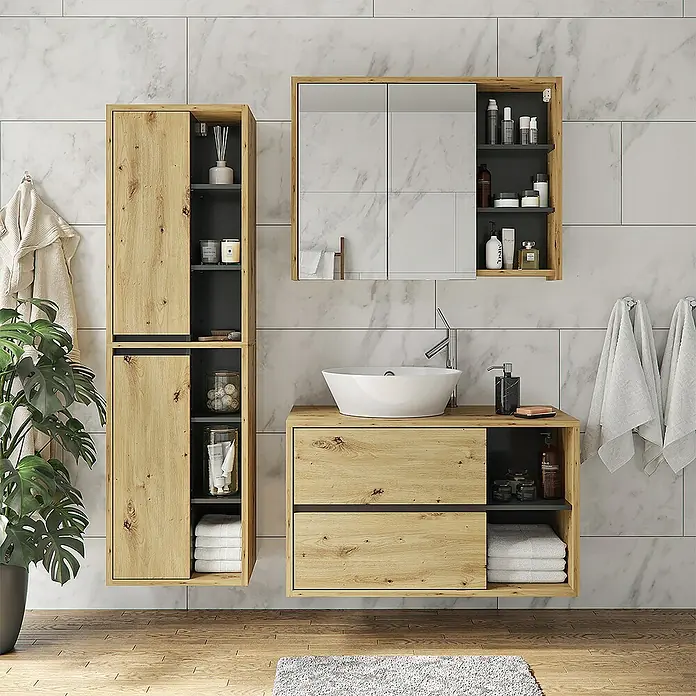 Vicco Spiegelschrank Viola Eiche/Anthrazit - B x H: 100 x 75 cm, Sonstiges, Eiche/Anthrazit