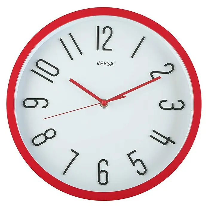 Versa Reloj de pared Red - Diámetro: 30 cm, Rojo - Reloj de pared rojo de Versa con esfera clara y números fáciles de leer. Ideal para cocina, oficina o sala de estar.