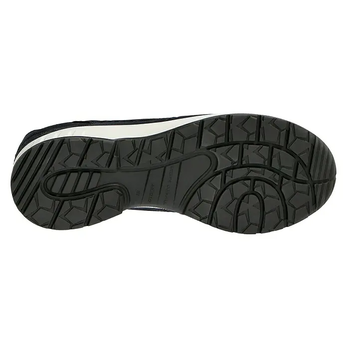 Steitz Secura Sicherheitshalbschuh CP 4300 SF - Schuhgröße: 48, S3 - Bild der Sohle eines Sicherheitsschuhs. Die Sohle ist schwarz und hat ein rutschfestes Profil für guten Halt. Das Modell bietet zuverlässigen Schutz.